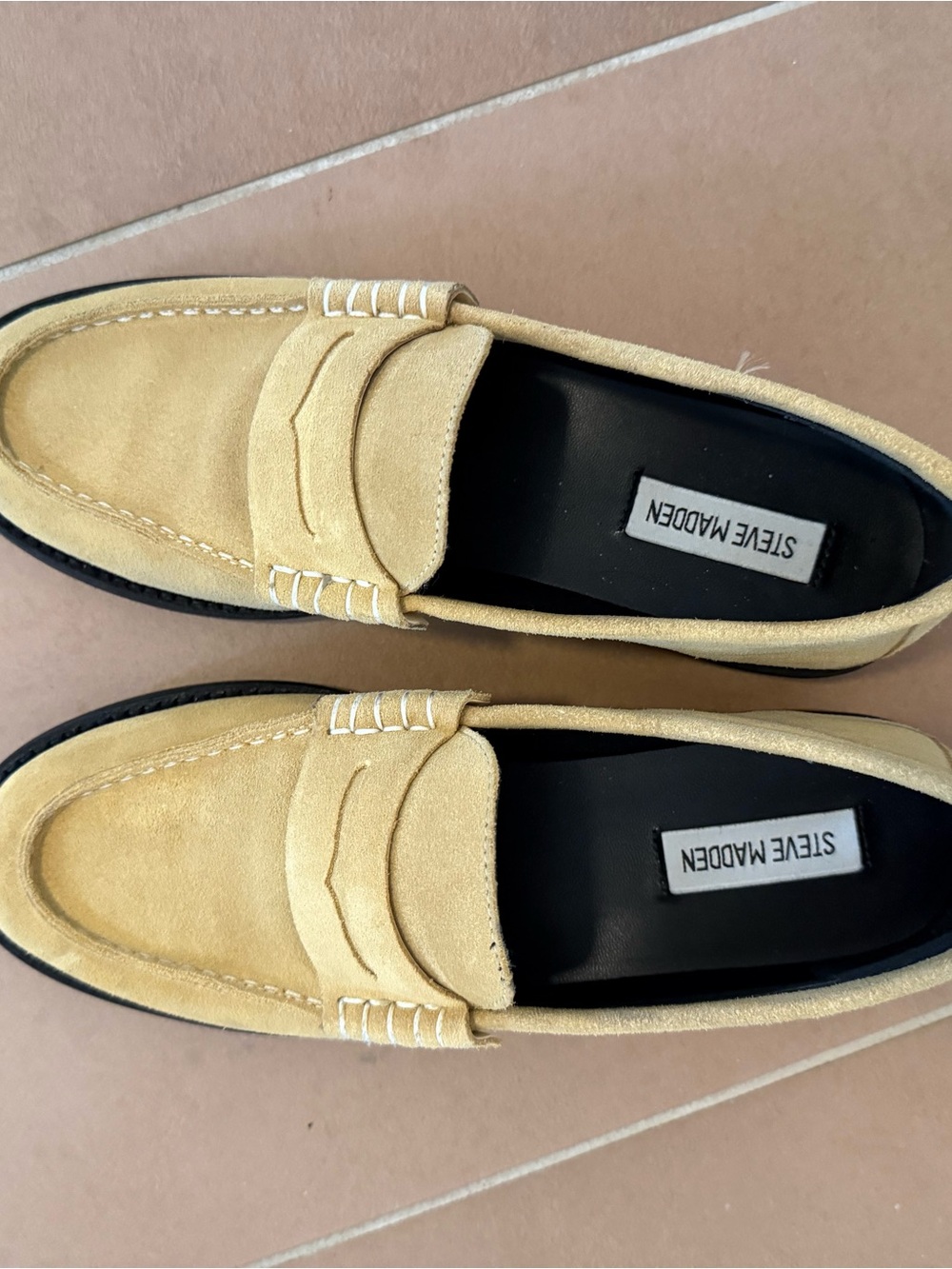Steve Madden Madison Mustard Yellow Suede Penny Loafers